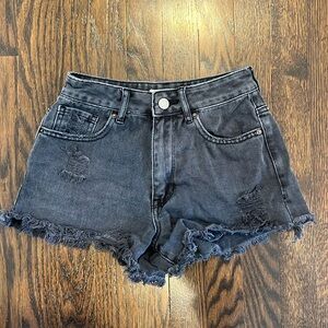 Pacsun High Rise Festival black denim shorts